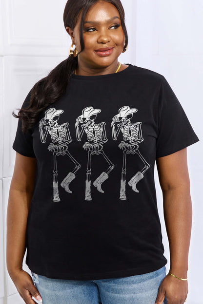 Simply Love Full Size Triple Skeletons Graphic Cotton Tee-Teresa&#39;s Fashionista LLC