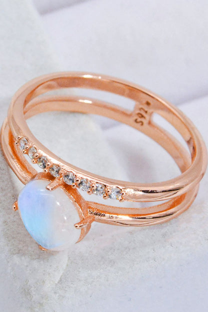 Natural Moonstone and Zircon Double-Layered Ring-Teresa&#39;s Fashionista LLC