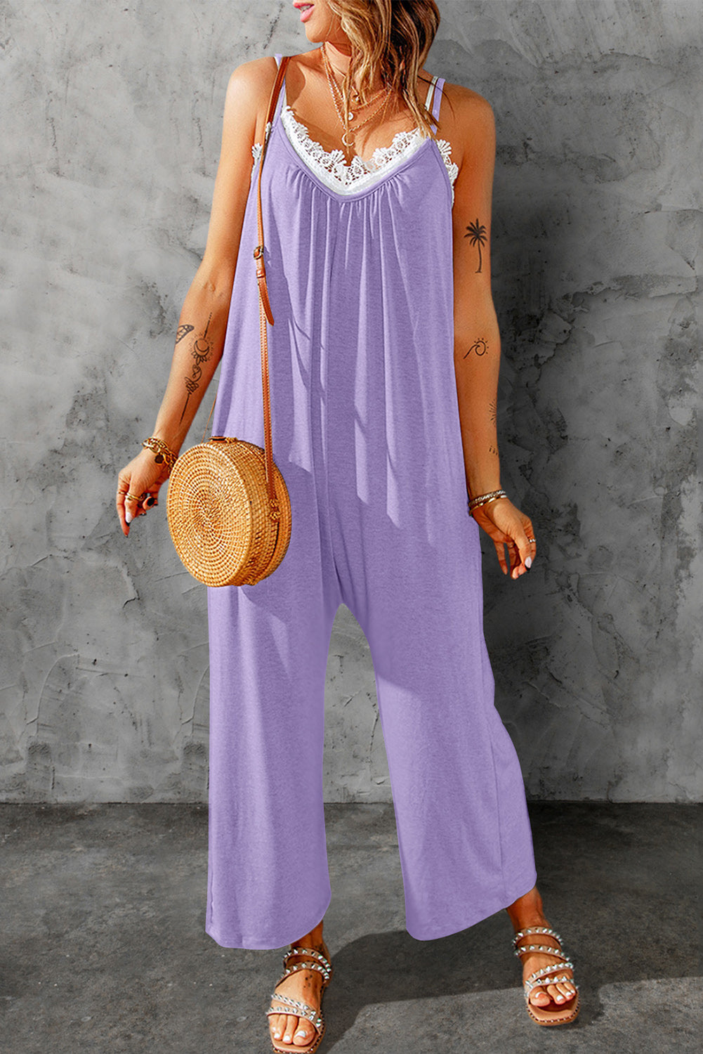 Spaghetti Strap Wide Leg Jumpsuit-Teresa&#39;s Fashionista LLC