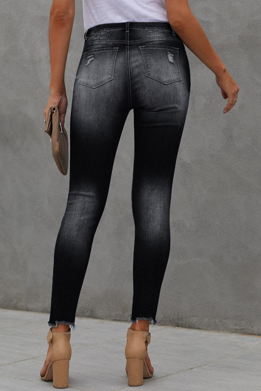 Button Fly Hem Detail Ankle-Length Skinny Jeans-Teresa&#39;s Fashionista LLC