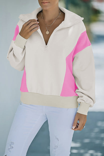 Color Block Quarter-Zip Sweatshirt-Teresa&#39;s Fashionista LLC