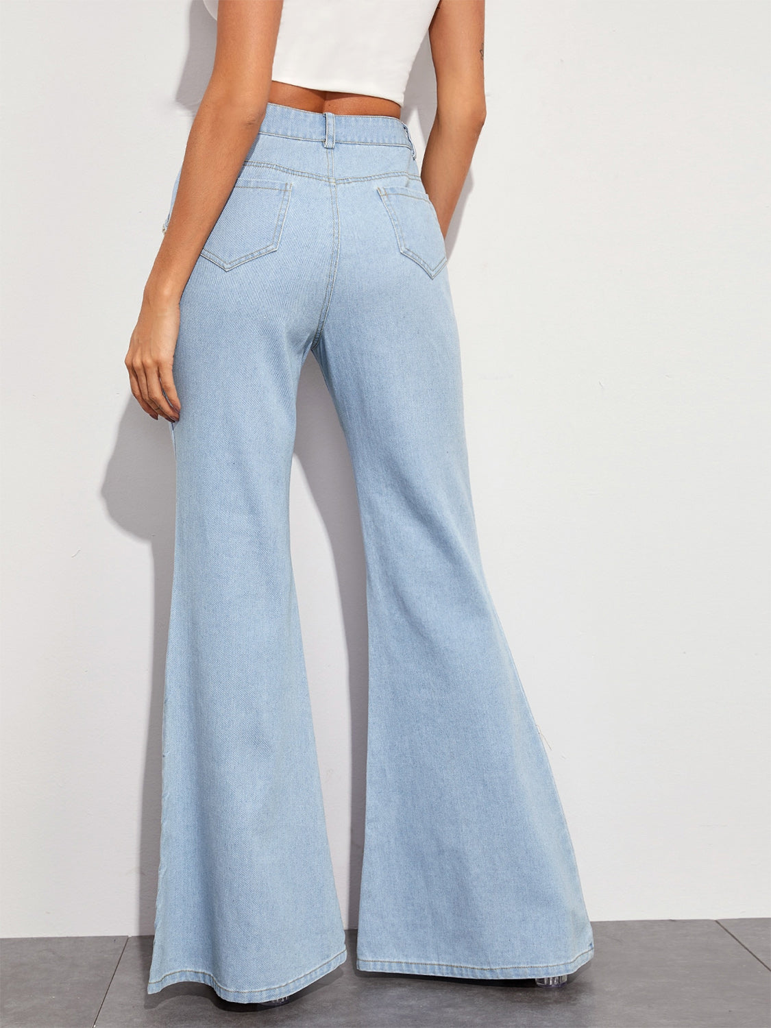 Button Fly Wide Leg Jeans-Teresa&#39;s Fashionista LLC