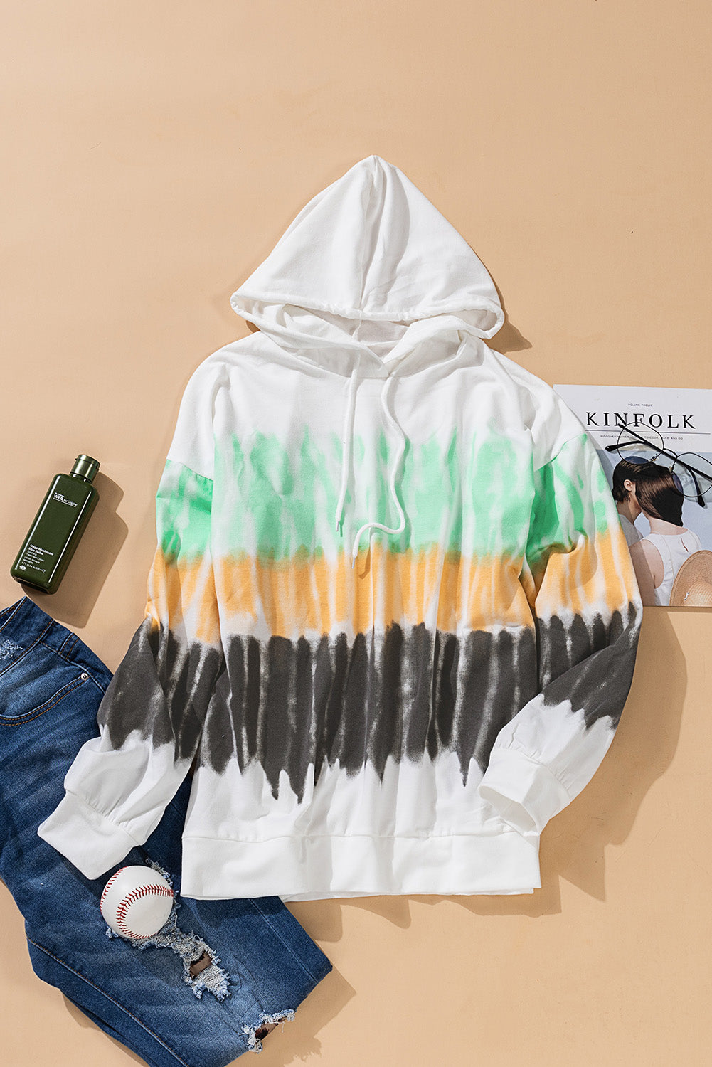 Tie-Dye Drawstring Pullover Hoodie-Teresa&#39;s Fashionista LLC