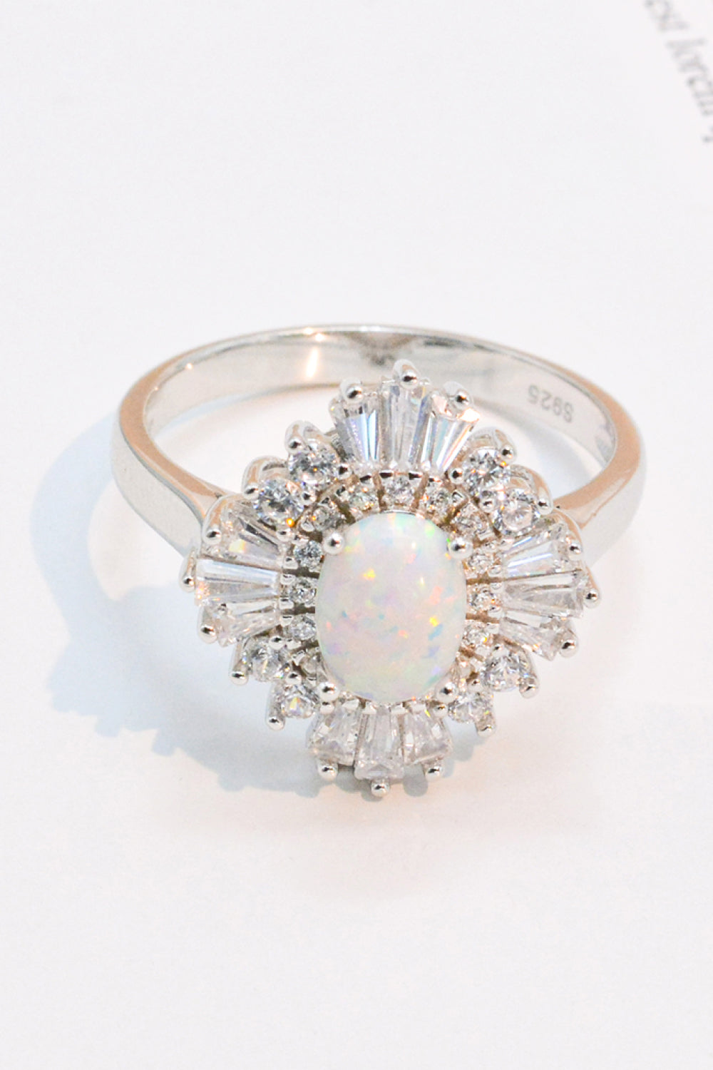 Modern 925 Sterling Silver Opal Halo Ring-Teresa&#39;s Fashionista LLC