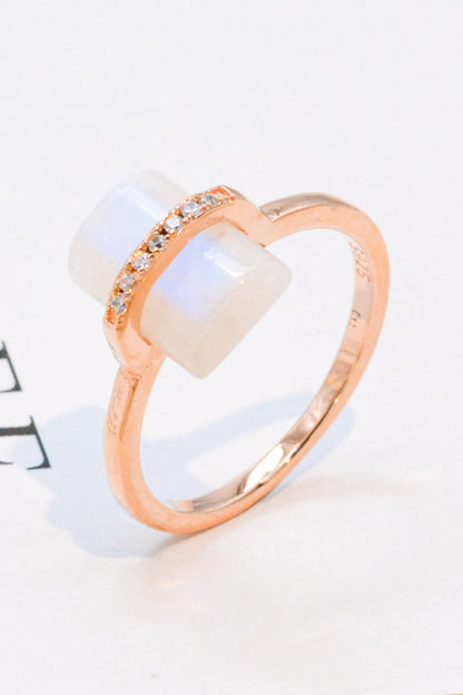 Natural Moonstone Platinum-Plated Ring-Teresa&#39;s Fashionista LLC