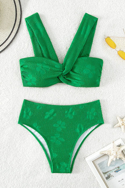 Textured Twisted Detail Bikini Set-Teresa&#39;s Fashionista LLC