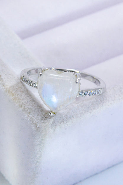 Heart-Shaped Natural Moonstone Ring-Teresa&#39;s Fashionista LLC