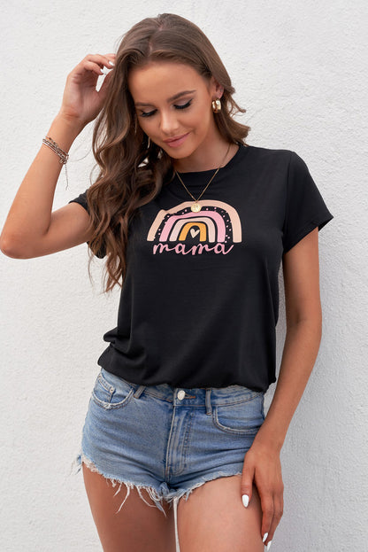 Women Graphic Round Neck Tee Shirt-Teresa&#39;s Fashionista LLC