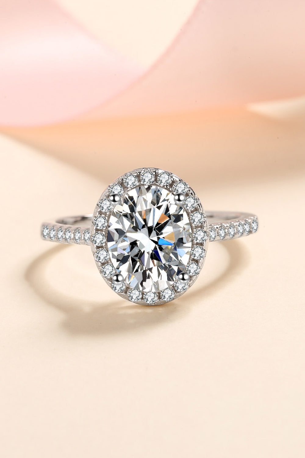 2 Carat Moissanite 925 Sterling Silver Halo Ring-Teresa&#39;s Fashionista LLC