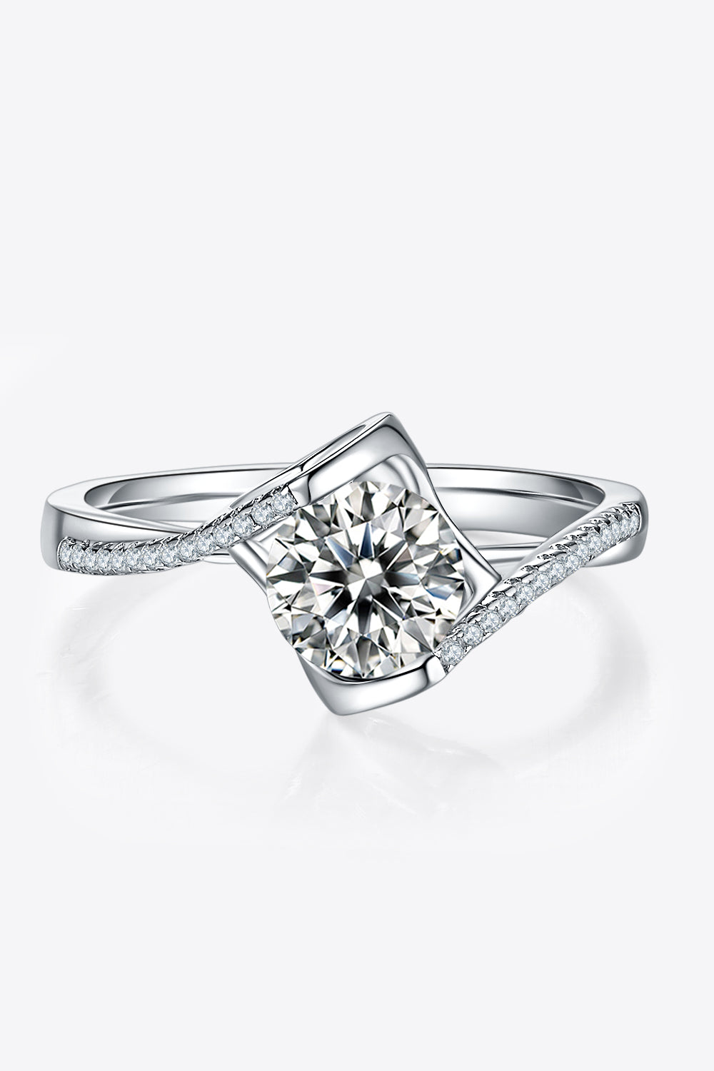 1 Carat Moissanite 925 Sterling Silver Twisted Ring-Teresa&#39;s Fashionista LLC