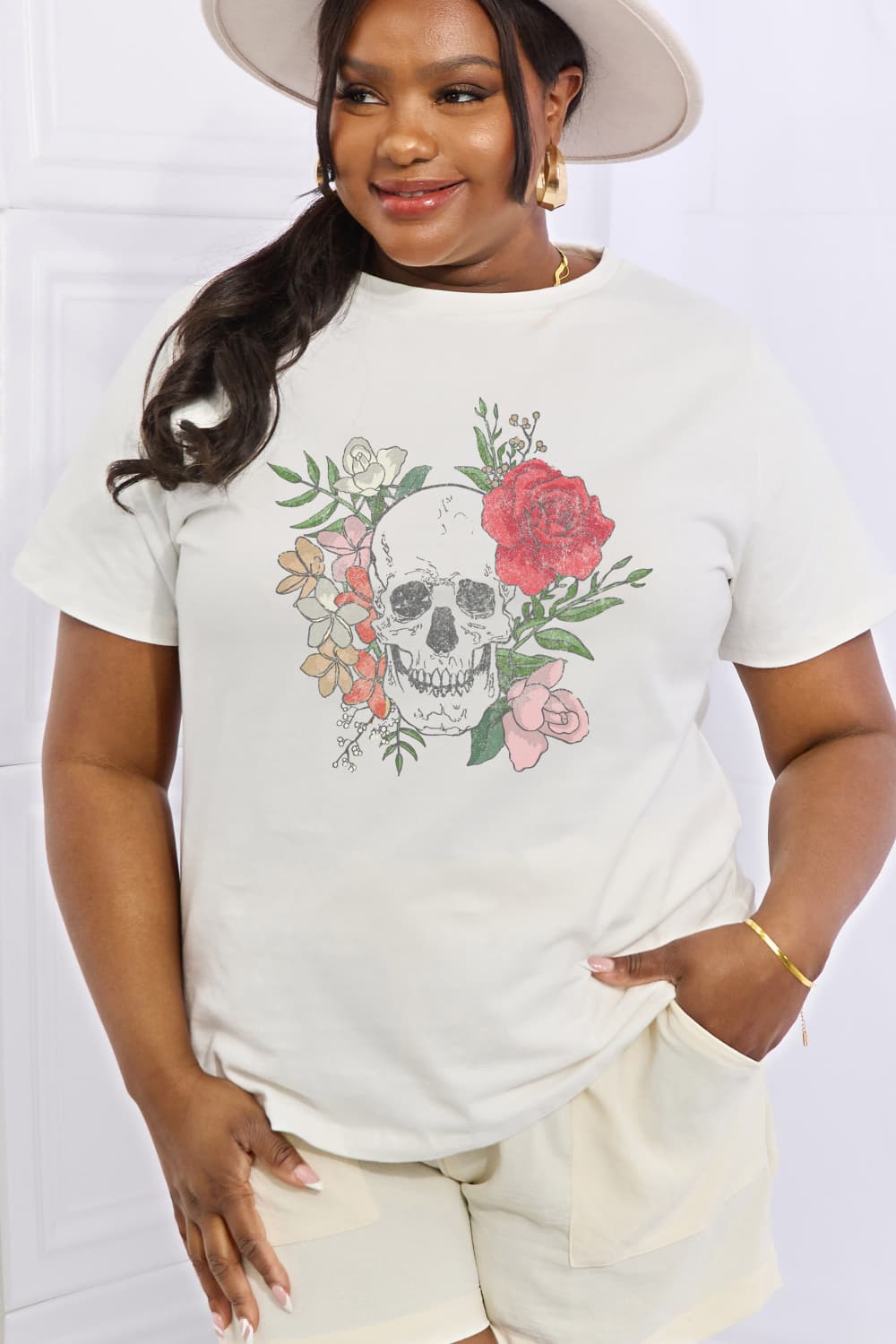 Simply Love Simply Love Full Size Skull Graphic Cotton Tee-Teresa&#39;s Fashionista LLC