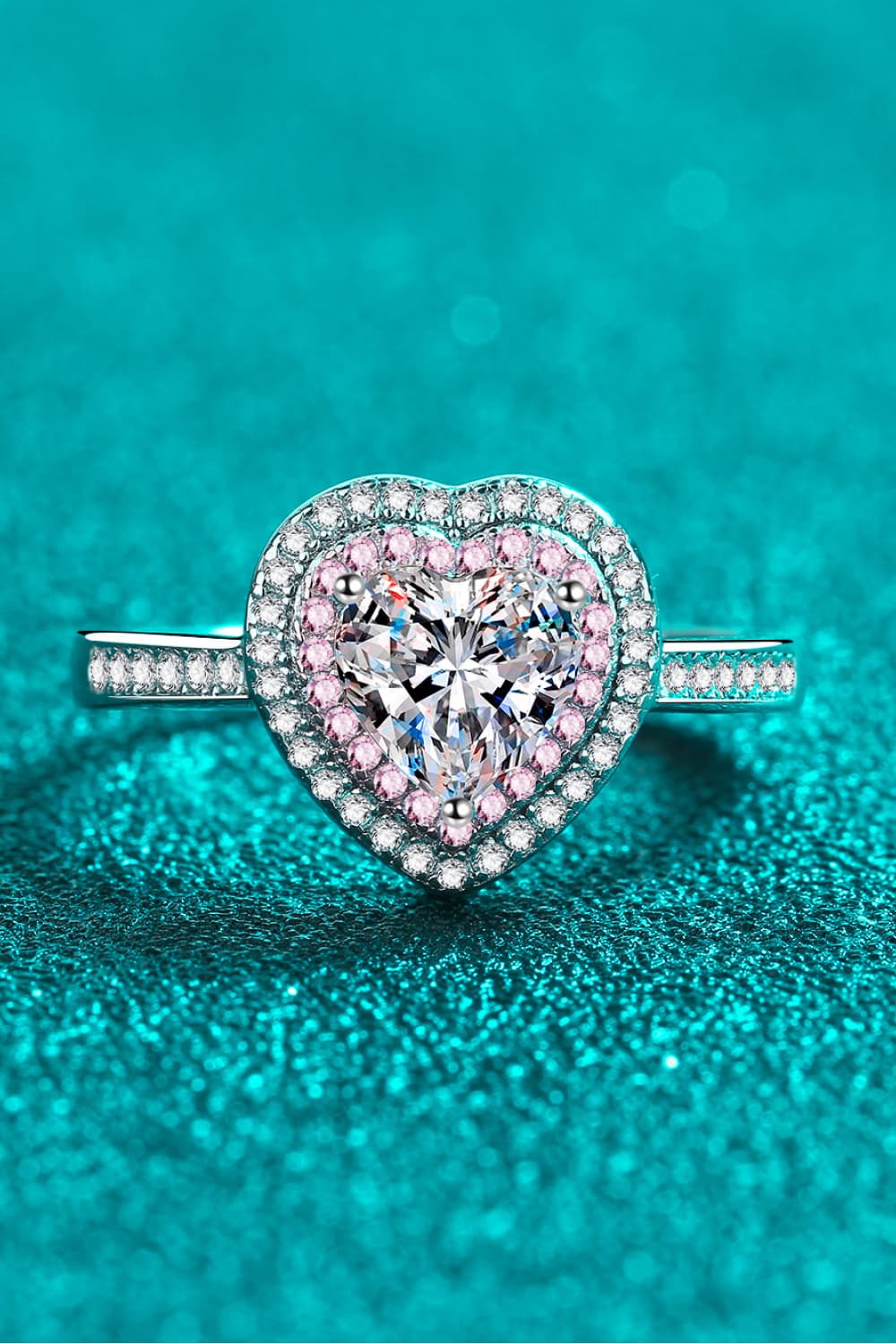 1 Carat Moissanite Heart 925 Sterling Silver Ring-Teresa&#39;s Fashionista LLC