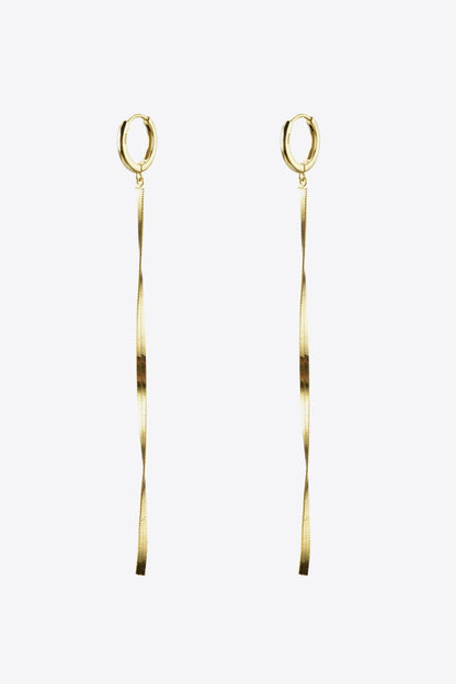 925 Sterling Silver Long Snake Chain Earrings-Teresa&#39;s Fashionista LLC