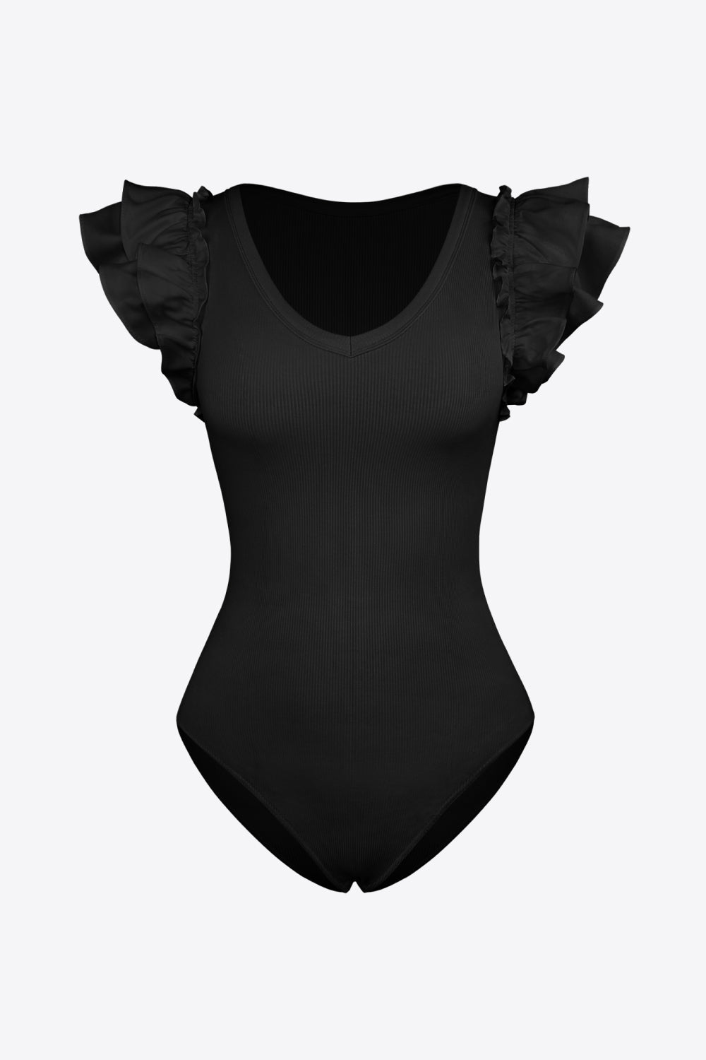 Ruffled Plunge Bodysuit-Teresa&#39;s Fashionista LLC