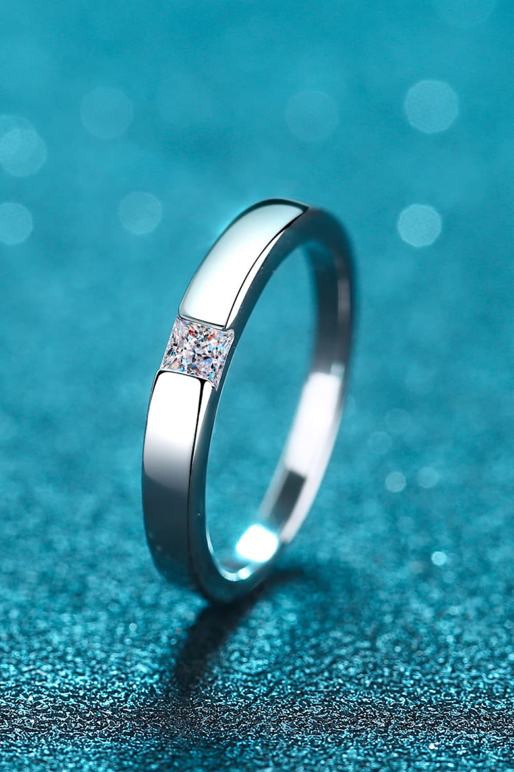 Inlaid Moissanite Rhodium-Plated Ring-Teresa&#39;s Fashionista LLC