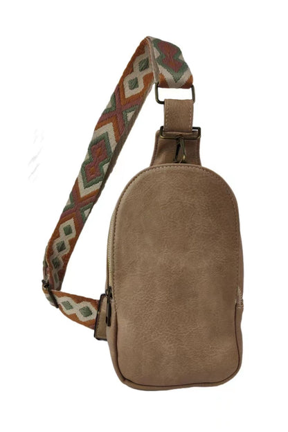 Random Pattern Adjustable Strap PU Leather Sling Bag-Teresa&#39;s Fashionista LLC