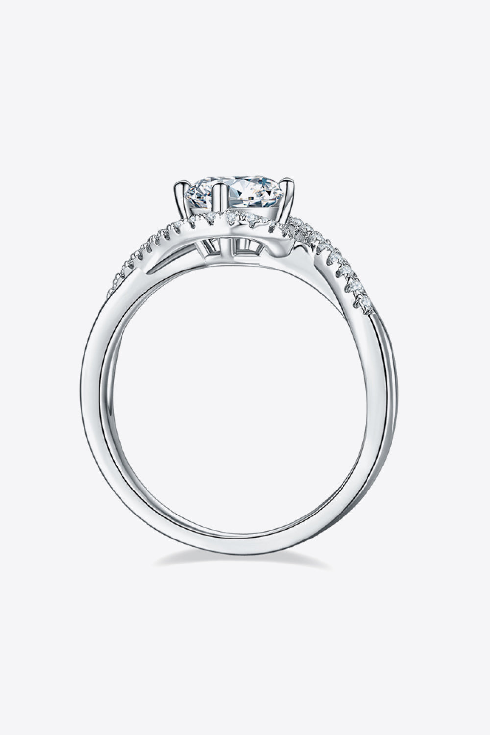 1 Carat Moissanite 925 Sterling Silver Crisscross Ring-Teresa&#39;s Fashionista LLC