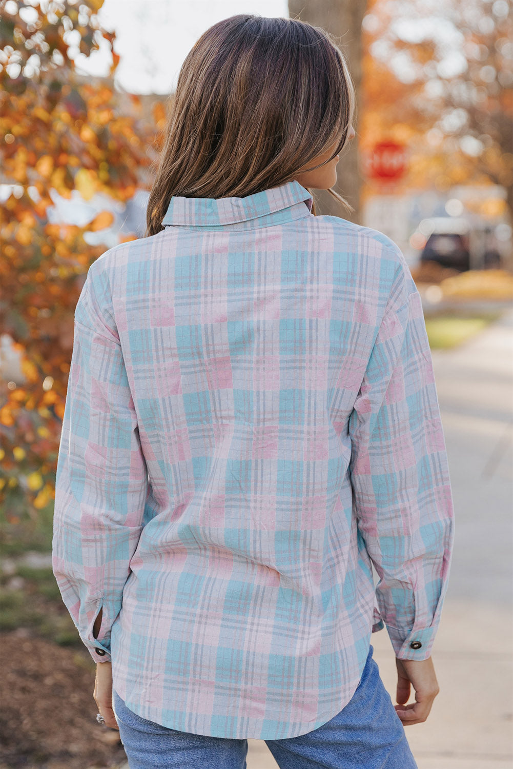 Plaid Button-Up Dropped Shoulder Shirt-Teresa&#39;s Fashionista LLC