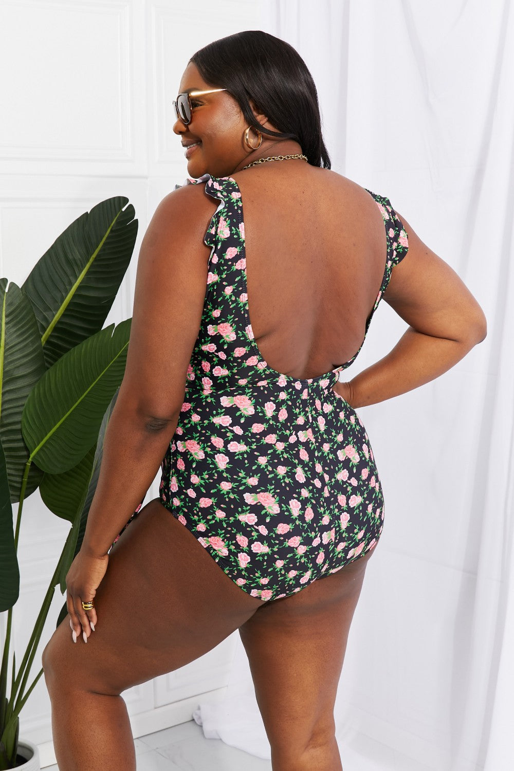 Marina West Swim Full Size Float On Ruffle Faux Wrap One-Piece in Floral-Teresa&#39;s Fashionista LLC