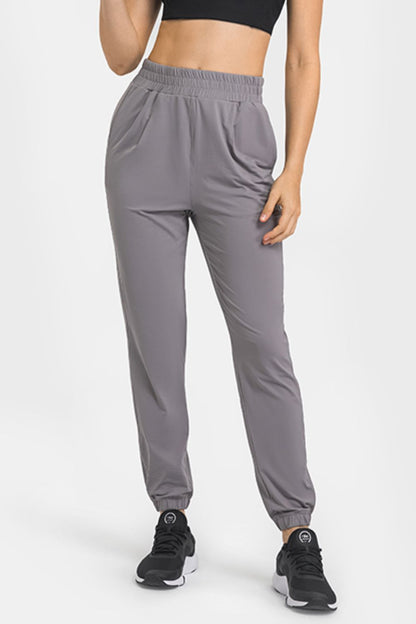 Elastic Waist Yoga Joggers with Pockets-Teresa&#39;s Fashionista LLC