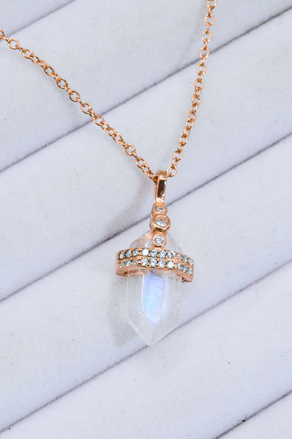 925 Sterling Silver Moonstone Pendant Necklace-Teresa&#39;s Fashionista LLC