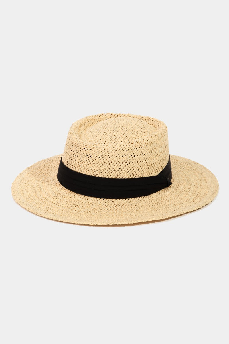 Fame Straw Braided Pork Pie Hat-Teresa&#39;s Fashionista LLC