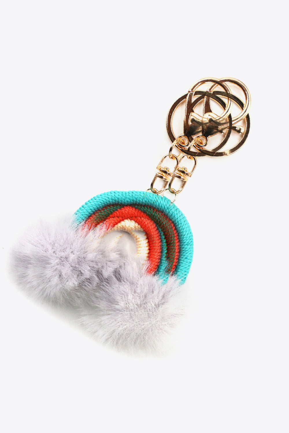 Assorted 4-Pack Rainbow Pom Pom Keychain-Teresa&#39;s Fashionista LLC