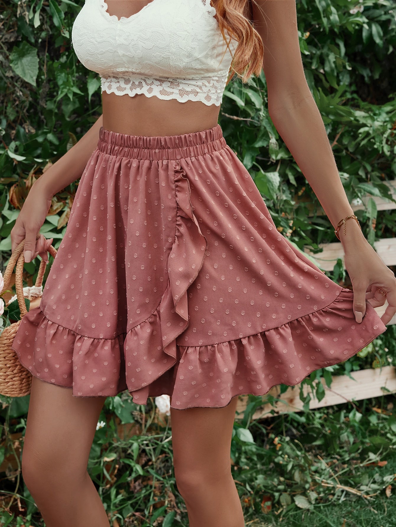 Ruffle Hem Elastic Waist Mini Skirt-Teresa&#39;s Fashionista LLC