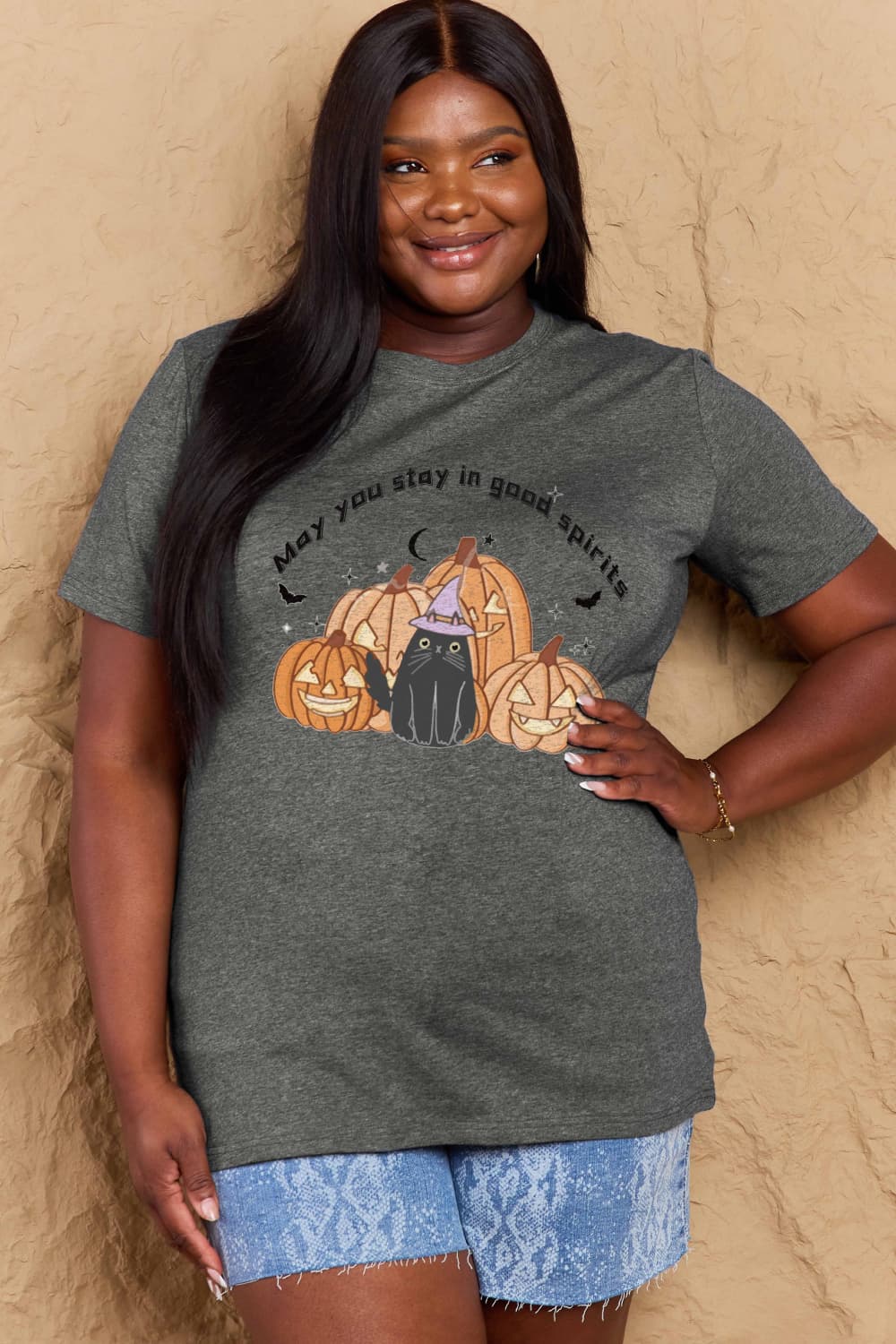 Simply Love Full Size MAY YOU STAY IN GOOD SPIRITS Graphic Cotton T-Shirt-Teresa&#39;s Fashionista LLC