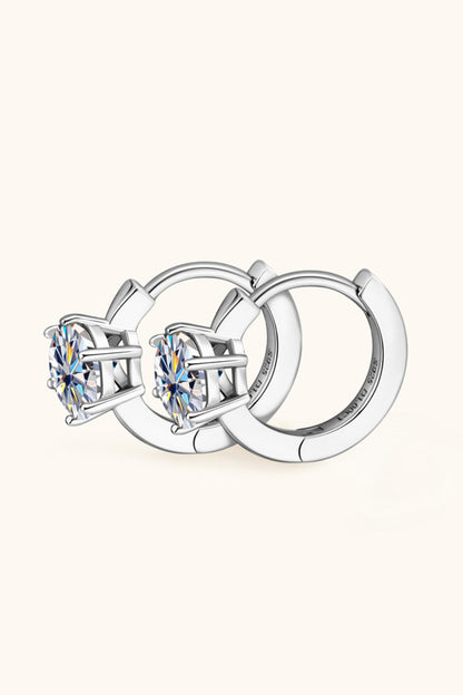 2 Carat Moissanite 925 Sterling Silver Huggie Earrings-Teresa&#39;s Fashionista LLC