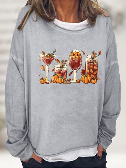 Round Neck Long Sleeve Full Size Graphic Sweatshirt-Teresa&#39;s Fashionista LLC