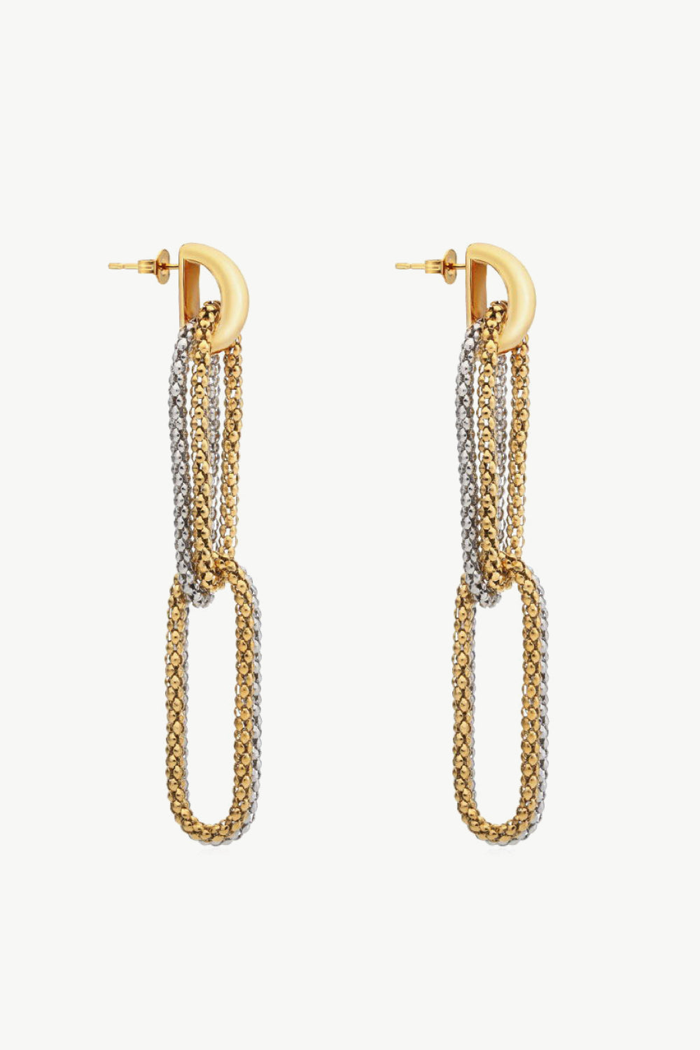 Gold-Plated D-Shaped Drop Earrings-Teresa&#39;s Fashionista LLC