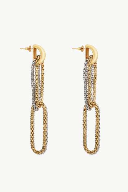 Gold-Plated D-Shaped Drop Earrings-Teresa&#39;s Fashionista LLC