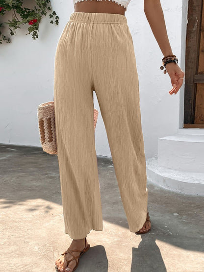 Textured High-Waist Wide Leg Pants-Teresa&#39;s Fashionista LLC