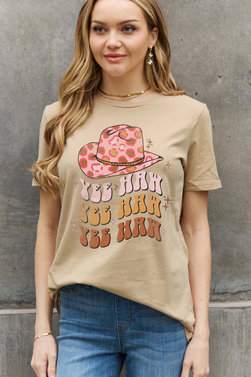 Simply Love Simply Love Full Size YEE HAH YEE HAH YEE HAH Graphic Cotton Tee-Teresa&#39;s Fashionista LLC