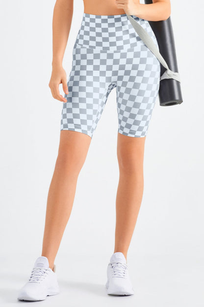 Checkered Wide Waistband Biker Shorts-Teresa&#39;s Fashionista LLC