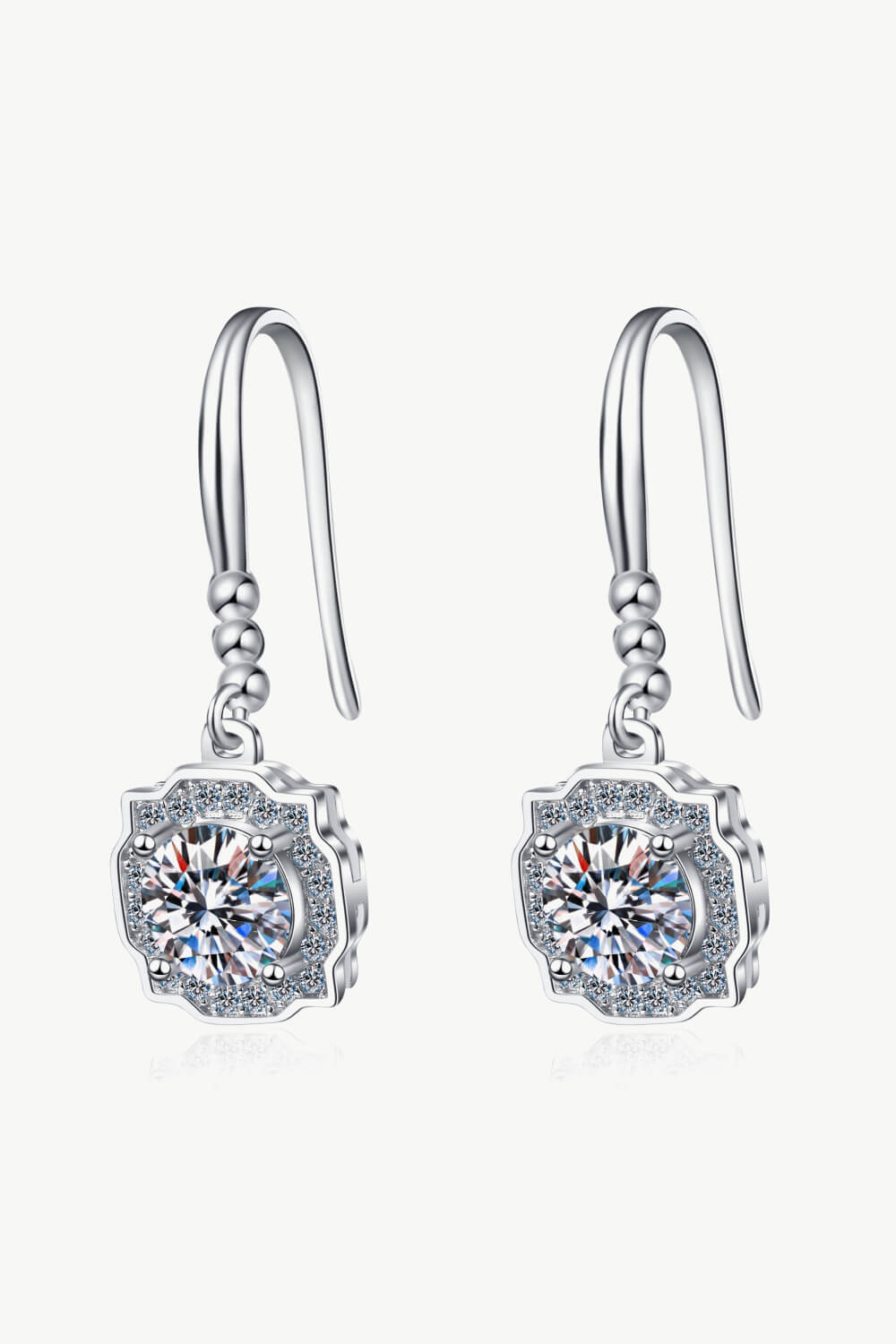 925 Sterling Silver Moissanite Hook Earrings-Teresa&#39;s Fashionista LLC