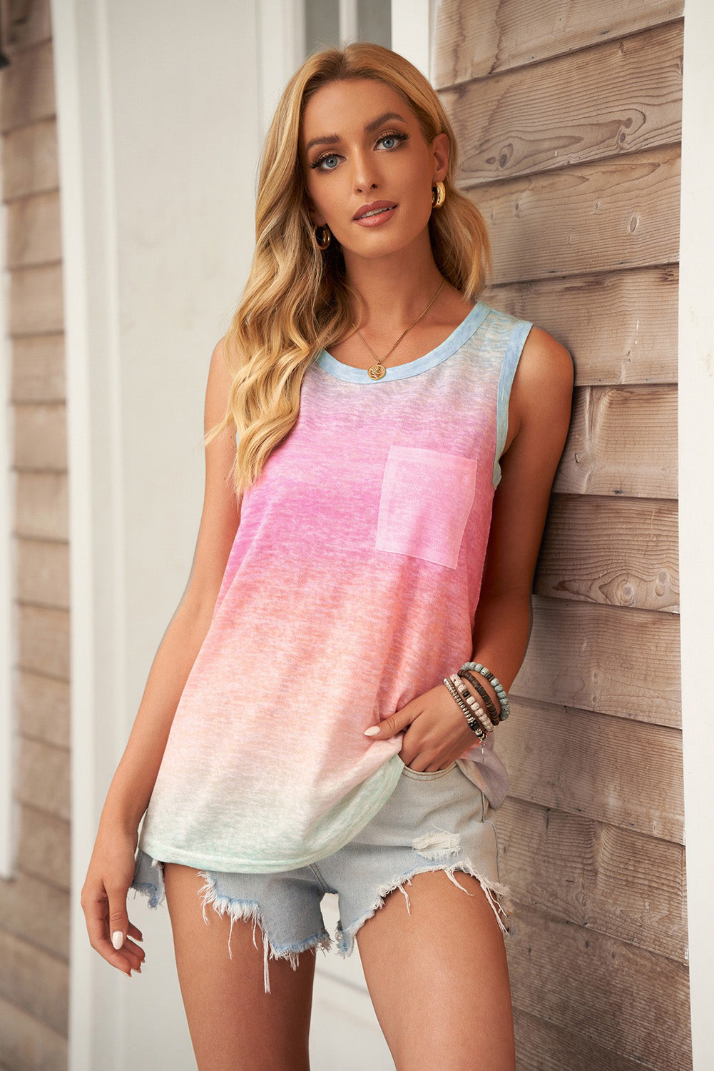 Gradient Pocket Tank-Teresa&#39;s Fashionista LLC