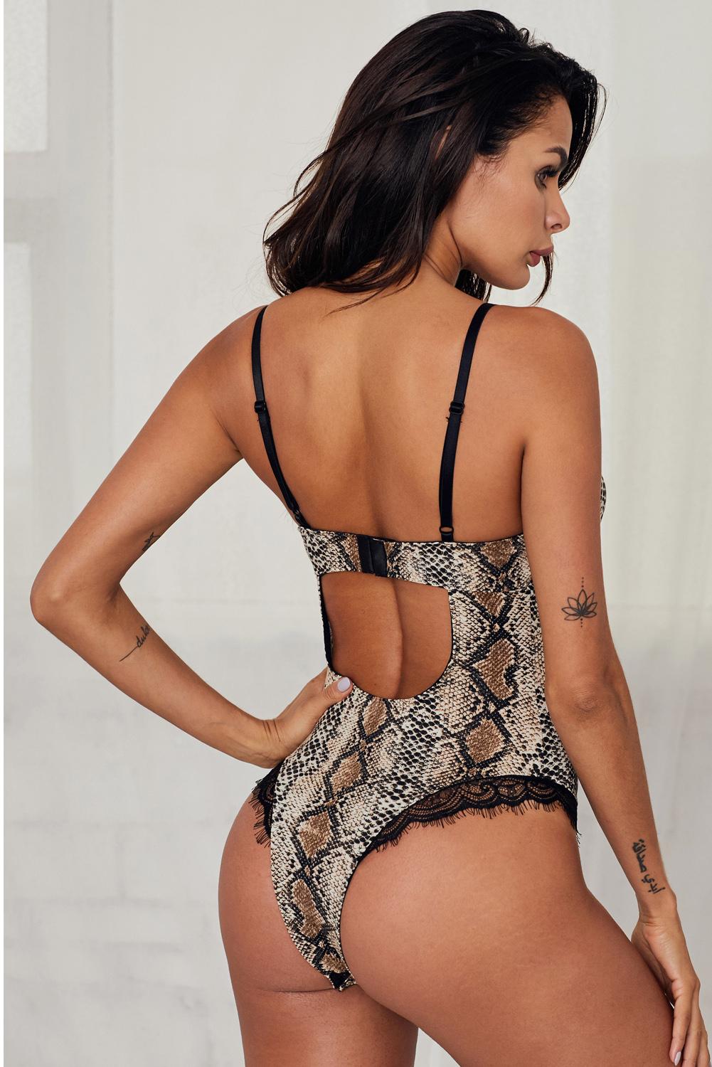 Spaghetti Strap Backless Leopard Printed Teddy-Teresa&#39;s Fashionista LLC