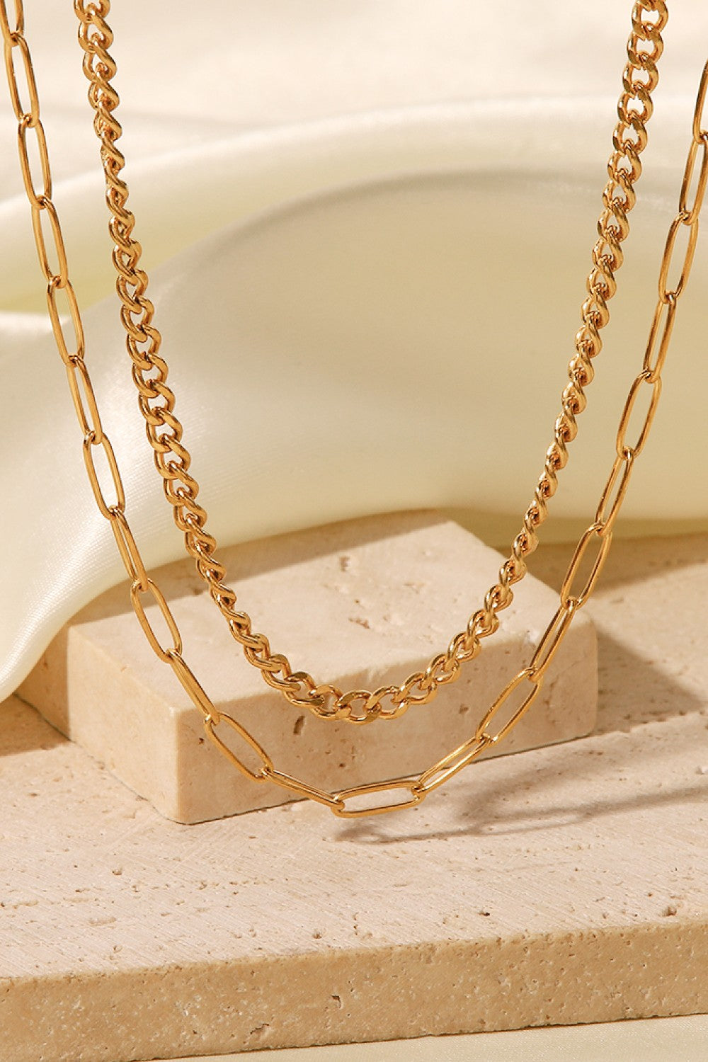 18K Gold Plated Layered Chain Necklace-Teresa&#39;s Fashionista LLC