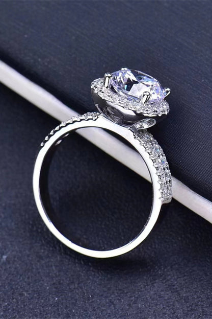 Four-Prong 2 Carat Moissanite Round Ring-Teresa&#39;s Fashionista LLC