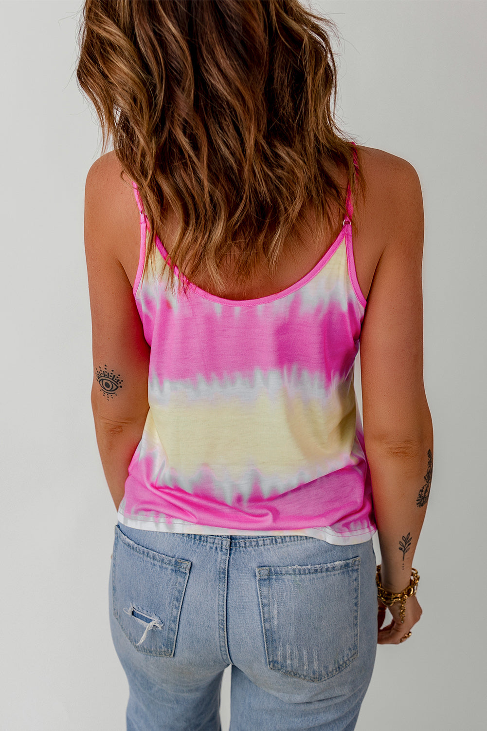 Tie-Dye Strappy V-Neck Cami-Teresa&#39;s Fashionista LLC