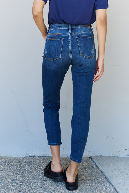 Judy Blue Aila Short Full Size Mid Rise Cropped Relax Fit Jeans-Teresa&#39;s Fashionista LLC