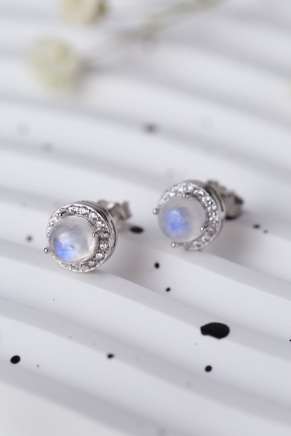 High Quality Natural Moonstone 925 Sterling Silver Stud Earrings-Teresa&#39;s Fashionista LLC