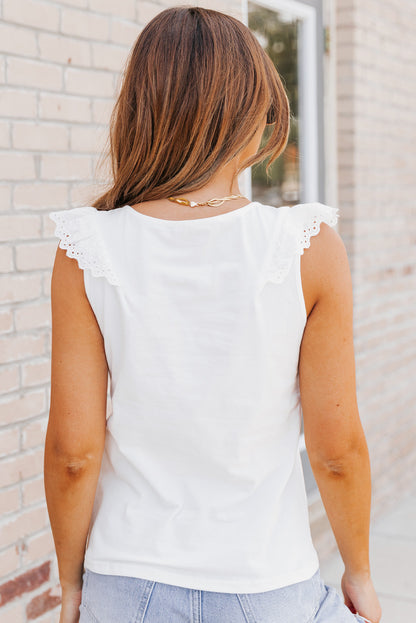 Buttoned Ruffled Tank Top-Teresa&#39;s Fashionista LLC