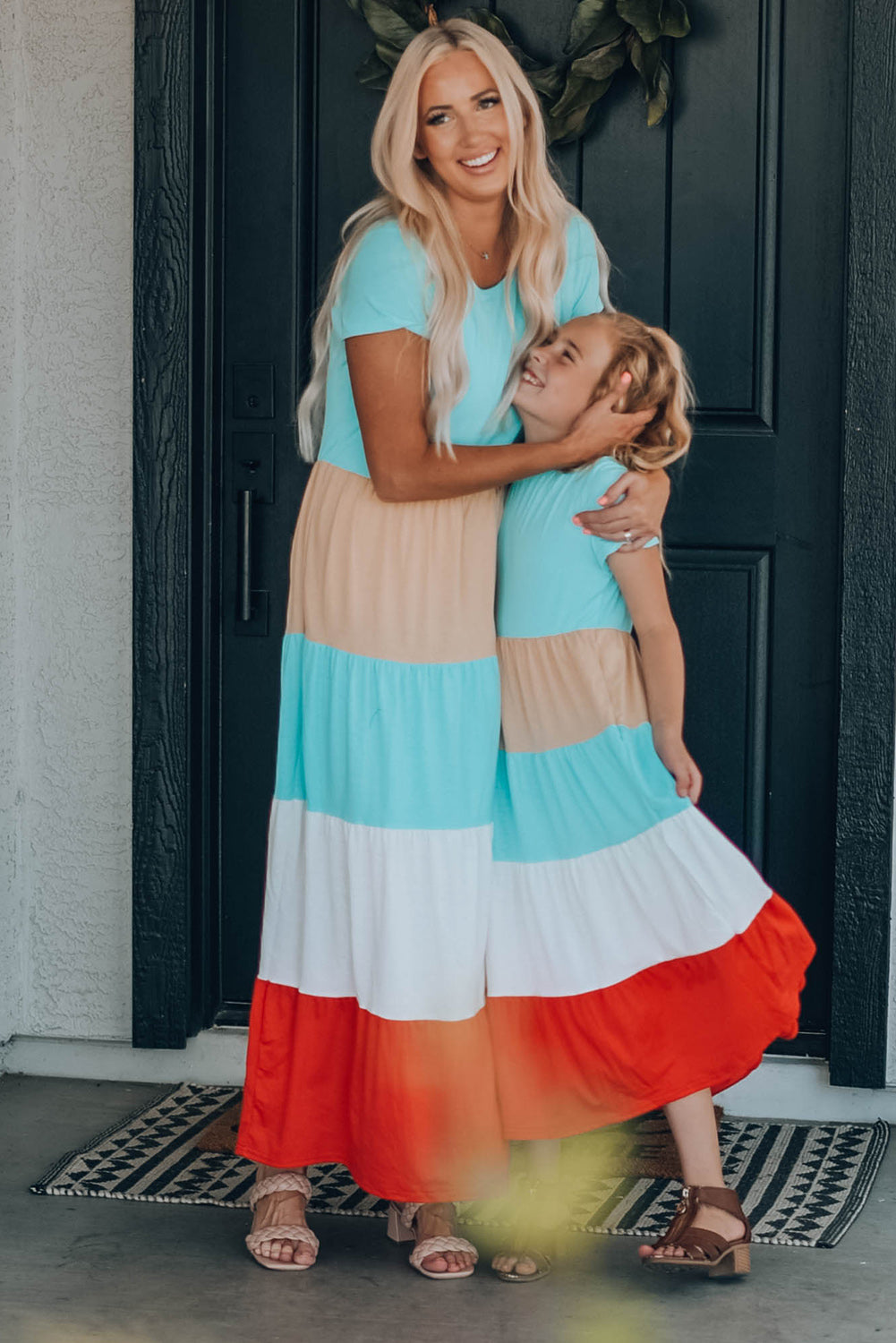 Girls Color Block Round Neck Maxi Dress-Teresa&#39;s Fashionista LLC