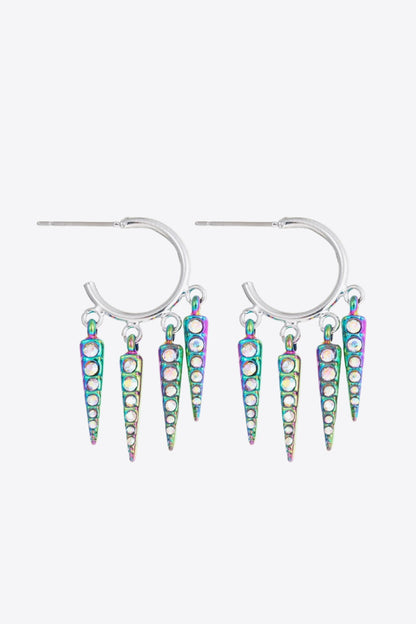 5-Pair Wholesale Multicolored Rhinestone Geometric Earrings-Teresa&#39;s Fashionista LLC