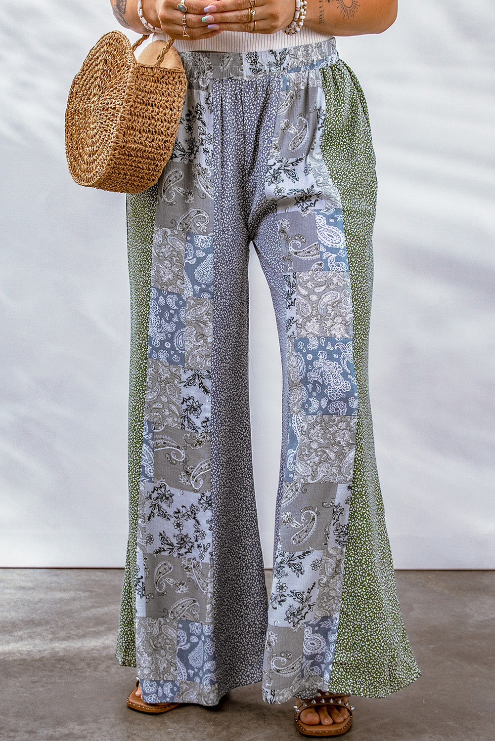 Mixed Print Pull-On Wide Leg Pants-Teresa&#39;s Fashionista LLC