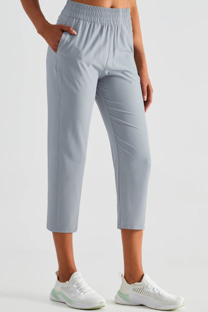 Elastic Waist Cropped Sports Pants-Teresa&#39;s Fashionista LLC