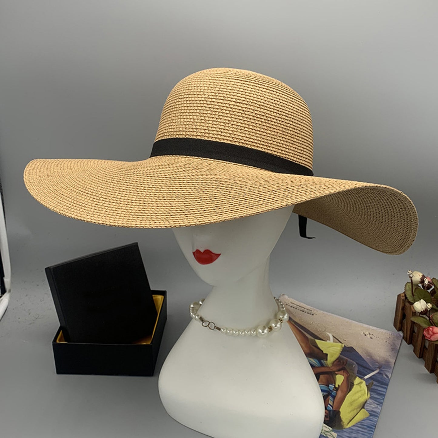 Bow Paper Braided Wide Brim Hat-Teresa&#39;s Fashionista LLC